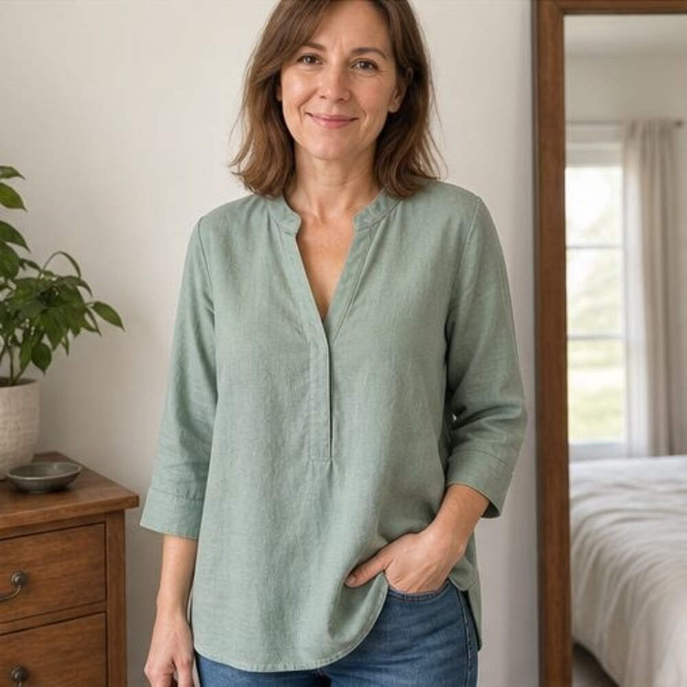 Blue Ruffle Blouse - Picture 2 of 6